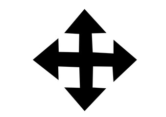 方向を示すシンプルな矢印のモノクロアイコン