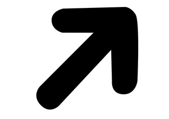 斜め上を指す矢印のシンプルモノクロアイコン