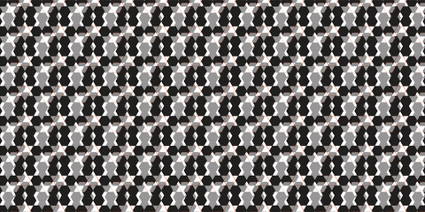 Abstract retro seamless pattern of geometric shapes. Colorful mosaic backdrop in black, white and gray colors. Geometric hipster tiles background. Raster illustration.