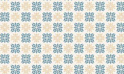 Minimalist Star Flower Seamless Pattern with Bright Colors