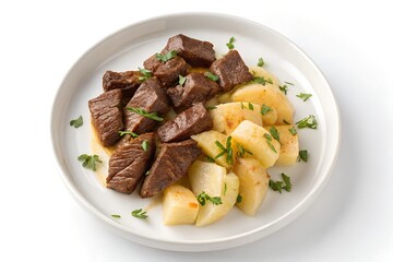 carne de sol com mandioca on isolated on white 