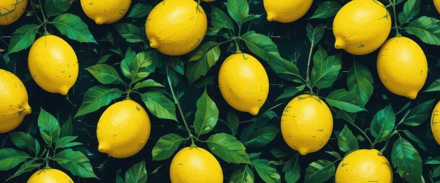 Digital Distortion and Geometric Elements Create a Modern, Glitch Art Lemon Design