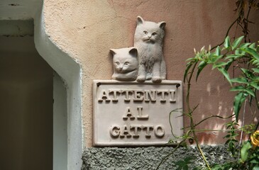 simpatica decorazione muraria Attenti al gatto
