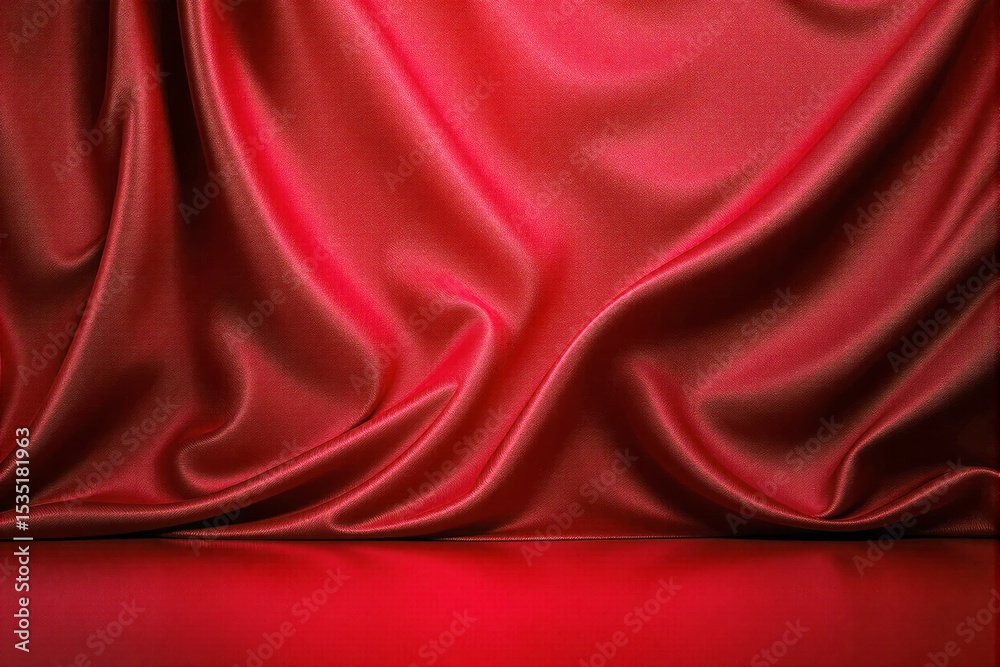 Aufkleber luxurious red silk fabric with elegant folds and smooth texture.