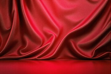 Luxurious red silk fabric with elegant folds and smooth texture.
