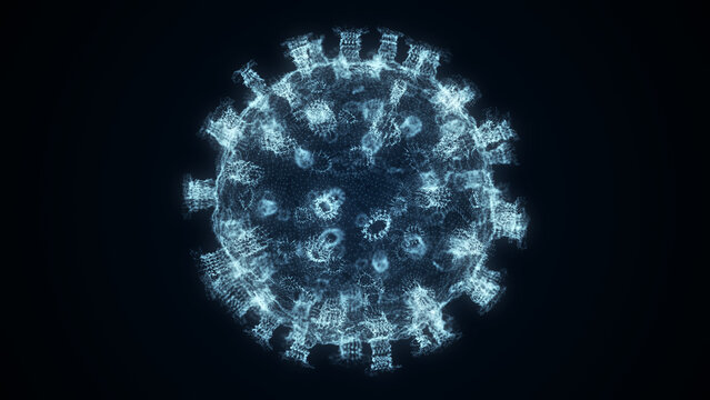 Virus influenza outbreak. Medical research of molecules in science. Influenza strain epidemic as a pandemic. Outbreak of pneumonia, coronavirus, HIV, plague, infection. 3D rendering.