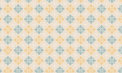 Classic Floral Checkerboard Pattern with Pastel Colors
