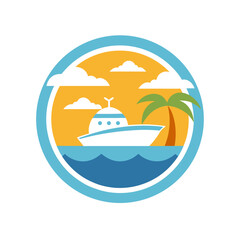 Luxury Cruise Vacation Vector Logo Icon Clipart in a Circle