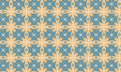 Bright and Colorful Retro Geometric Floral Pattern