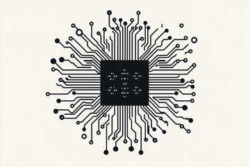 Cpu microprocessor chip connecting digital lines spreading like a futuristic growing technology