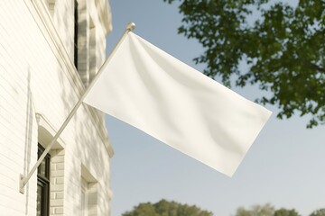 blank white flag mockup of the wind