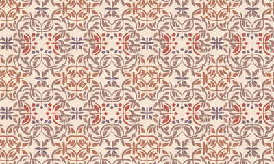 Ethnic Floral Seamless Pattern in Rustic and Bohemian Style
