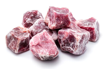 Frozen diced beef cubes ready for cooking, offering convenience and portion control for various dishes
