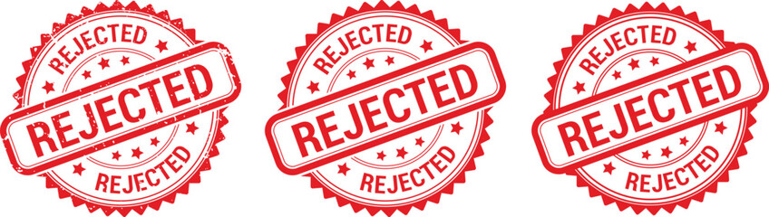 Set of Red Rejected Rubber Stamp Vector Designs