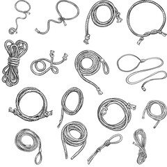 Set of ropes and lasso handdrawn illustration⁠ 