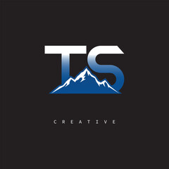 TS Creative Mountain Logo – Bold Gradient Letter mark Branding Design for Business & Outdoor Brands