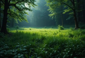 Obraz premium Verdant Meadow in Forest