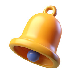 bell isolated on transparent background. Cartoon plastic style