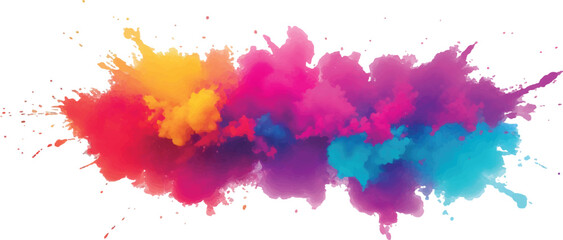 
Abstract Watercolor Brush Strokes, Stains, and Colorful Splashes Forming a Stunning, Explosive Visual Experience, Combining Artistic Expression with a Clean, White Canvas Backdrop.

