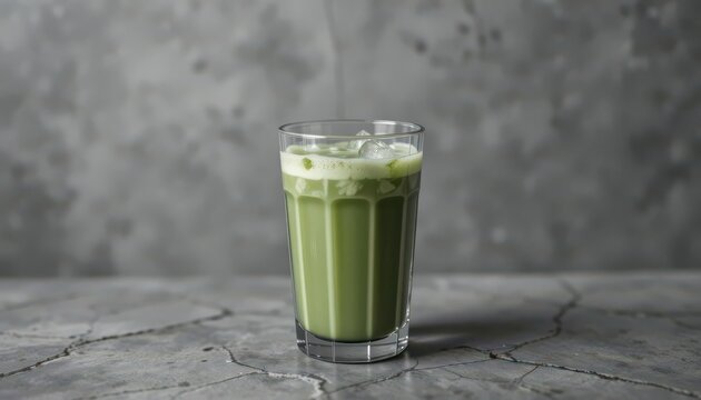  Monochrome Matcha Chic Iced Latte in Grey Scale, Minimal Design, Elegant Simplicity, A Subtle Statement