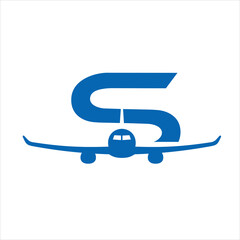 Letter S Airplane Logo &ndash; Aviation Travel Symbol and Airline Branding Design