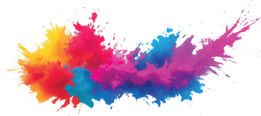 Lively and Bold Watercolor Stains and Brush Strokes in an Explosive Burst of Colors, Creating a Modern Abstract Design on a Crisp White Canvas, Bringing a Dynamic Artistic Expression.
