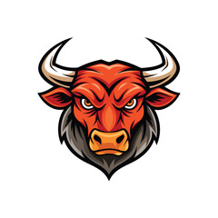 Fototapeta premium Bull head mascot character on white background