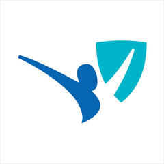 Health Protection Shield Logo &ndash; Human Safety, Wellness, and Security Symbol