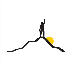 Victory on the Mountain Logo &ndash; Achievement, Success, and Peak Motivation Silhouette