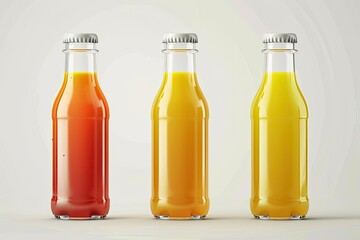Glass Juice Bottle Realistic Vector Packaging Mockup Template for Design