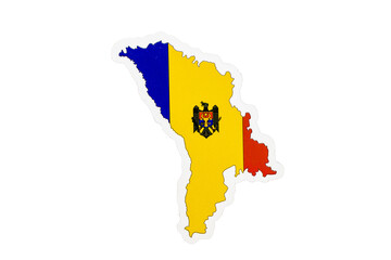 Obraz premium Moldova Country Map with National Flag and Emblem
