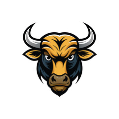 Bull head mascot character on white background