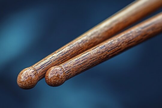Two wooden drumsticks crossing each other, ready for a drumming session