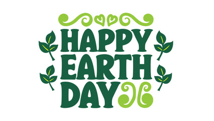 Fototapeta premium Happy Earth Day hand lettering vector illustration