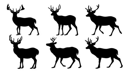 set of deer silhouette design vector art illustration