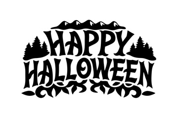 Happy Halloween vector lettering. Handwritten text design. Vector on white background