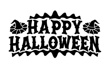 Happy Halloween vector lettering. Handwritten text design. Vector on white background