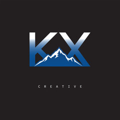 KX Creative Mountain Logo – Bold Gradient Letter mark Branding Design for Business & Outdoor Brands