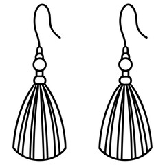 Elegant Tassel Earrings Line Art