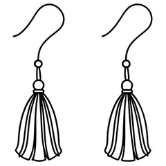 Elegant Tassel Earrings Line Art