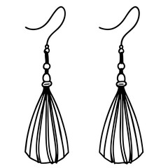 Elegant Tassel Earrings Line Art
