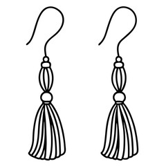 Elegant Tassel Earrings Line Art