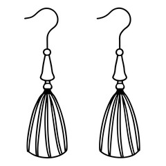 Elegant Tassel Earrings Line Art