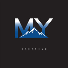 MY Creative Mountain Logo – Bold Gradient Letter mark Branding Design for Business & Outdoor Brands