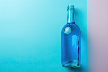 Clear Pixel Picture of Blue Painted Holiday Mockup Bottle on a Duotone Background