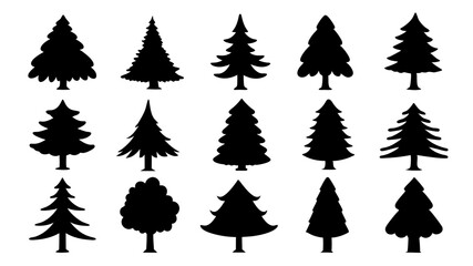 Obraz premium set of xmas tree silhouette vector on tranparent background