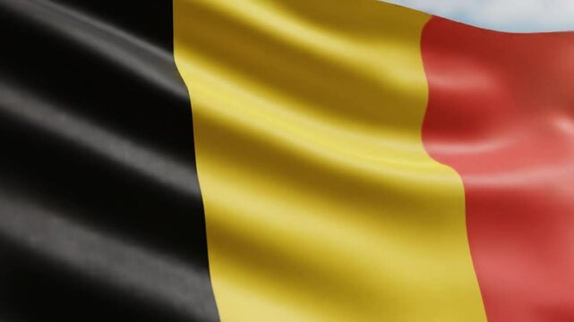 belgium flag waving in the sky 