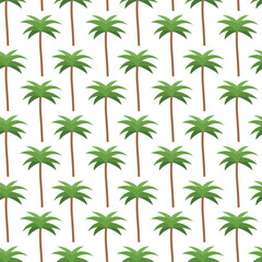 Seamless palm pattern with tropical tree. Beach summer background with green leaves palm