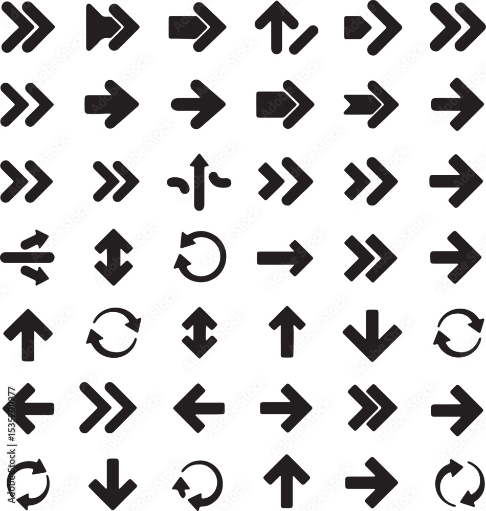 Poster this vector arrow icon set offers a collection of black web symbols for direction and navigation des