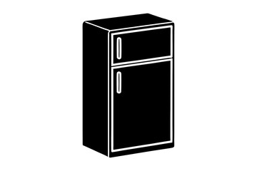 Fridge vector silhouette illustration isolated on white background
